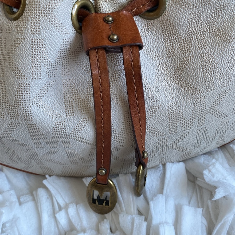 Michael Kors Brown Braided Handle Hobo Style Bohemian Shoulder Bag - Picture 2 of 13